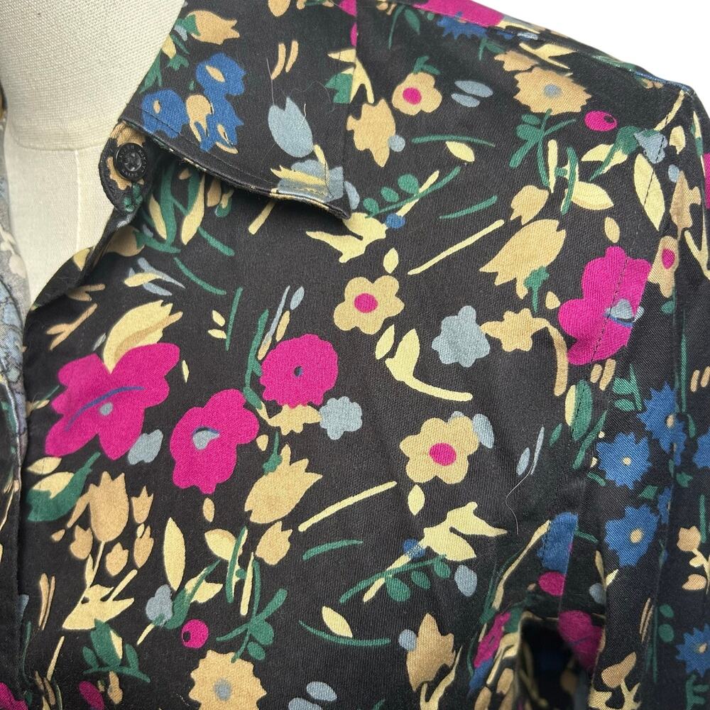 Lauren Ralph Lauren Slim Fit Floral Cotton Button Down Shirt Medium M Pink Blue - Picture 10 of 17